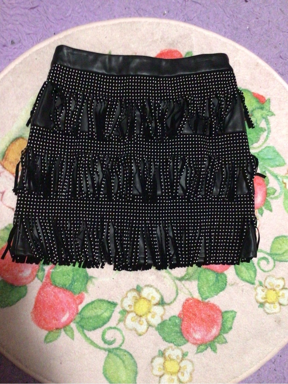 Sincerely Jules Black Studded Fringe Mini Skirt